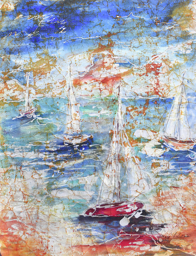 Foursome Sailing Painting by Mary Silvia