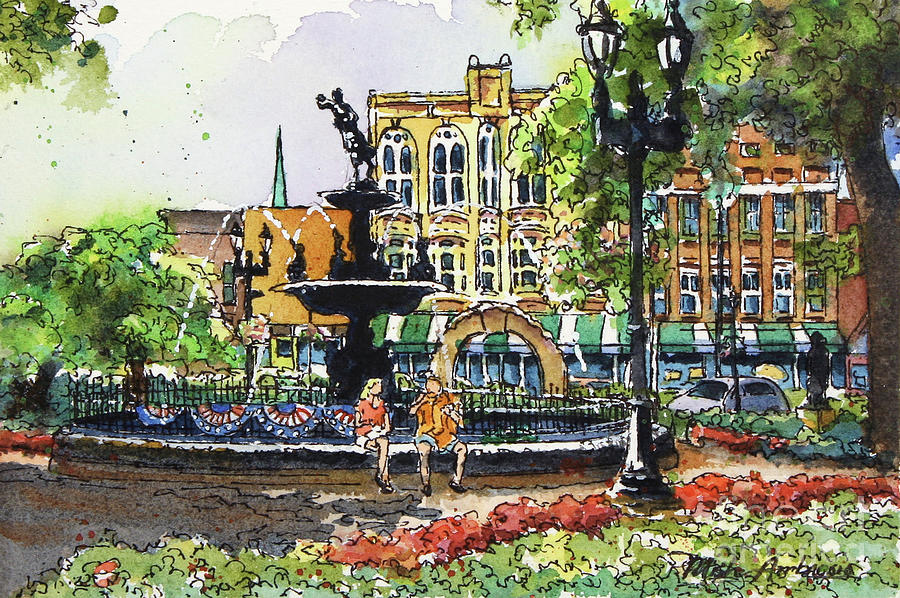 Fourth Of July In Fountain Square Park, Bowling Green, Ky Painting