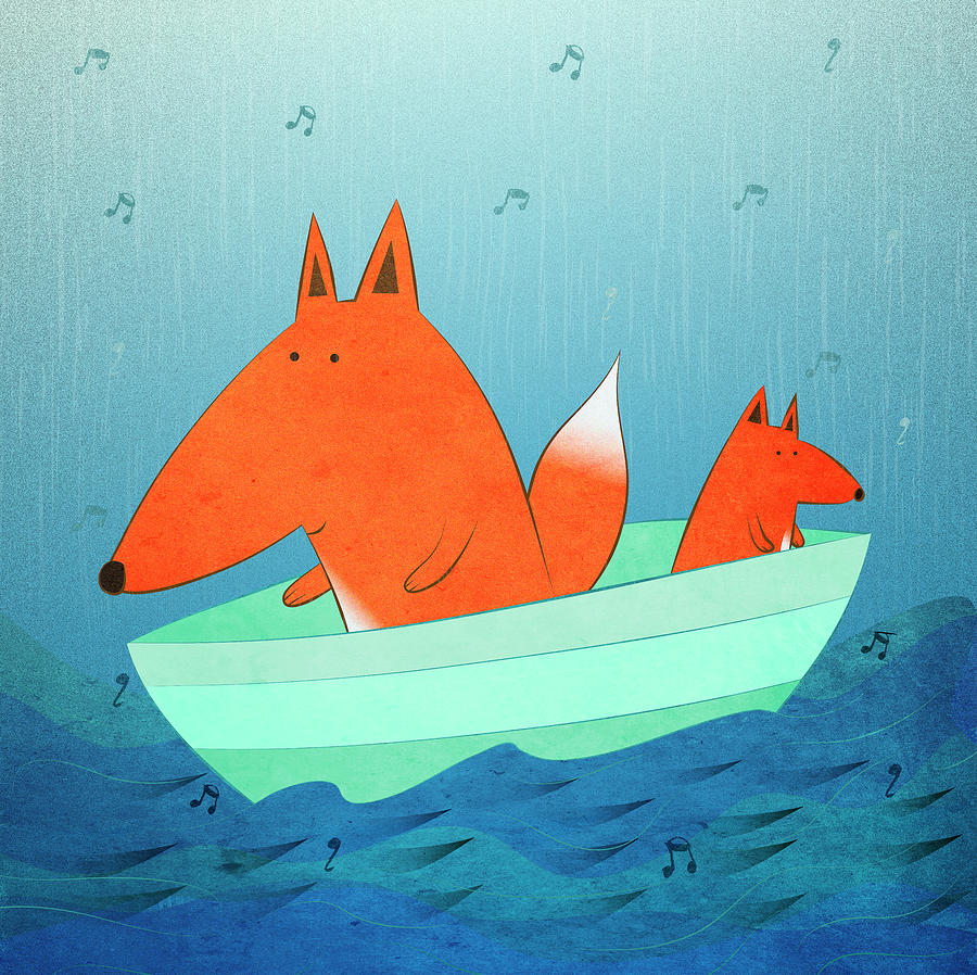 Fox In A Boat Digital Art by Carla Martell