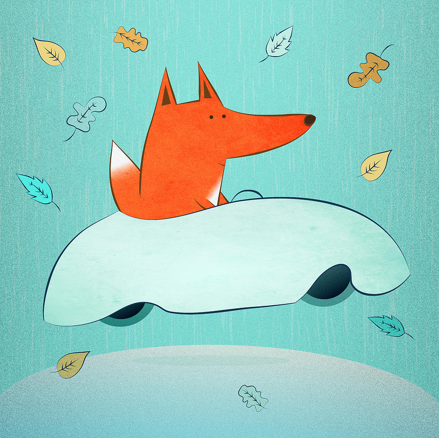 Fox In Car Digital Art by Carla Martell