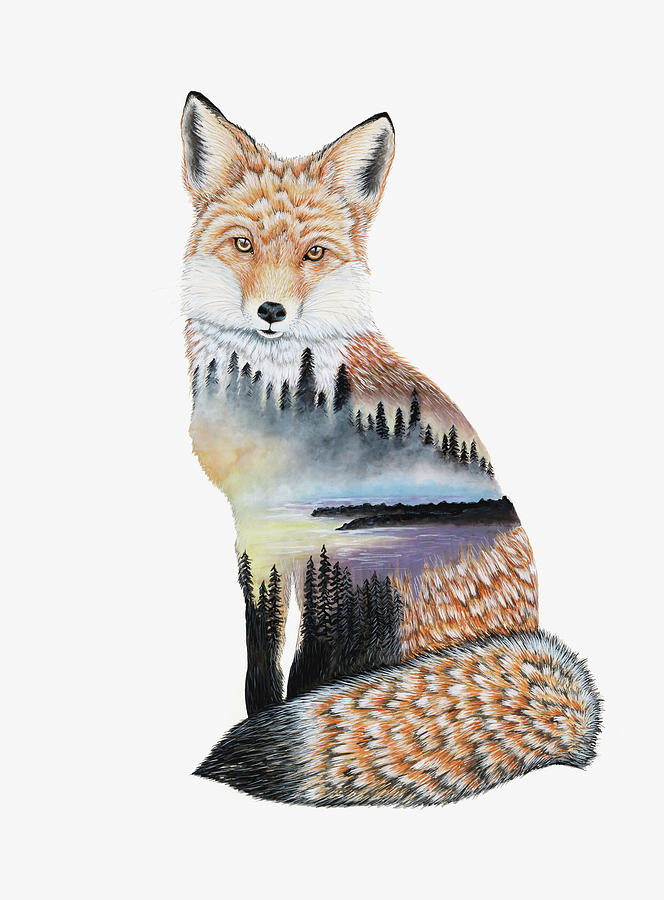 Animal Painting - Fox Lake Landscape by Michelle Faber