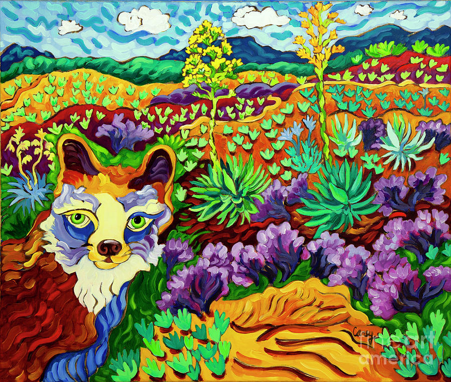 Fox on the Tail Painting by Cathy Carey