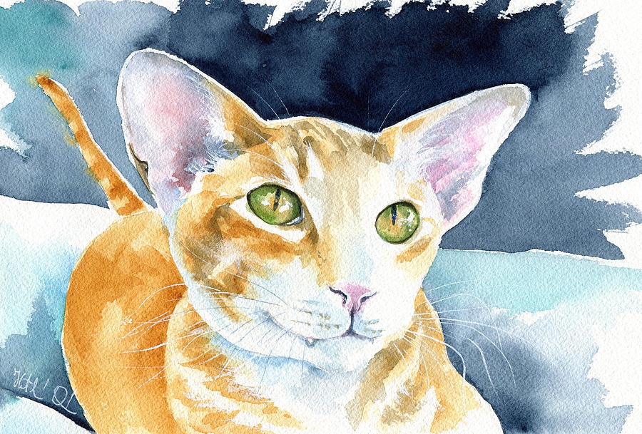 Fox Peterbald Cat Painting Painting by Dora Hathazi Mendes