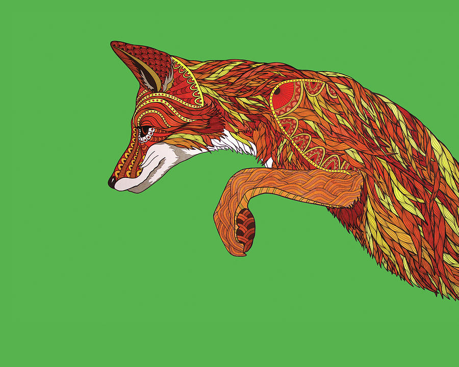 Animal Digital Art - Fox Pounce by Drawpaint Illustration