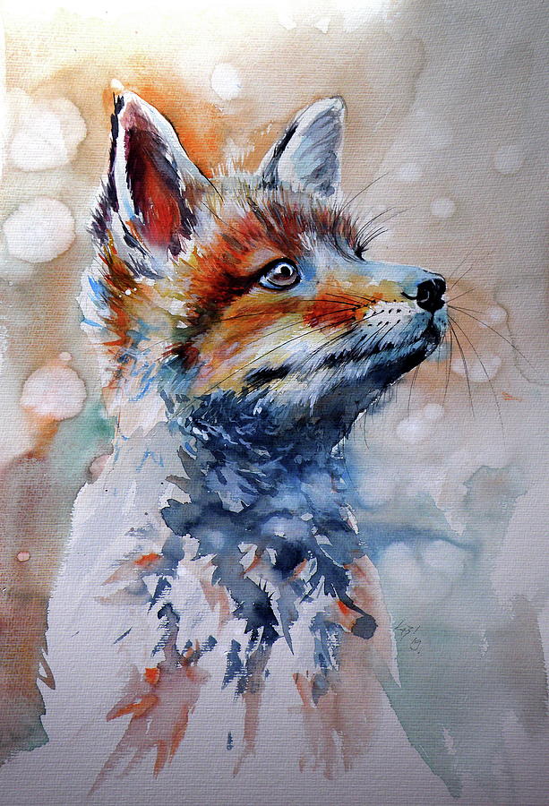 Fox puppy Painting by Kovacs Anna Brigitta - Pixels