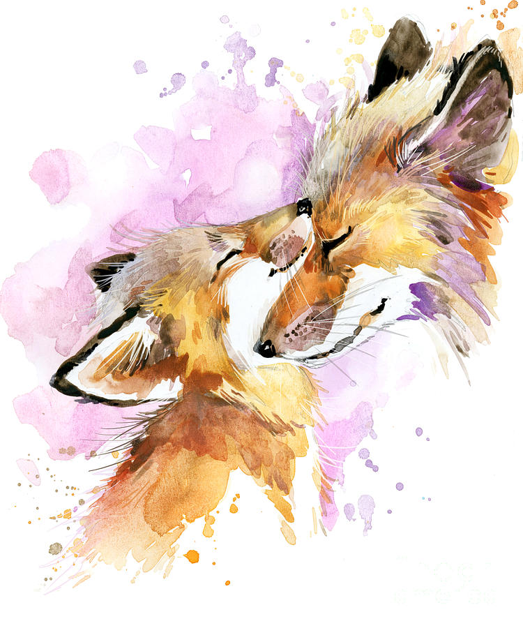 Forest Digital Art - Fox Watercolor Illustration Mothers by Faenkova Elena Forest Digital Art - Fox Watercolor Illustration Mothers by Faenkova Elena