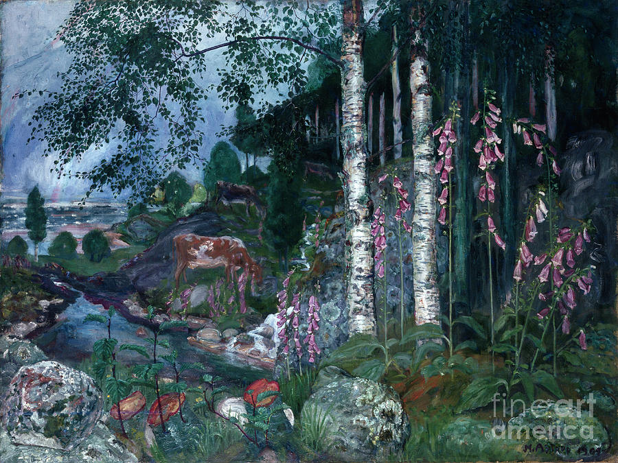 Foxglove Painting by O Vaering