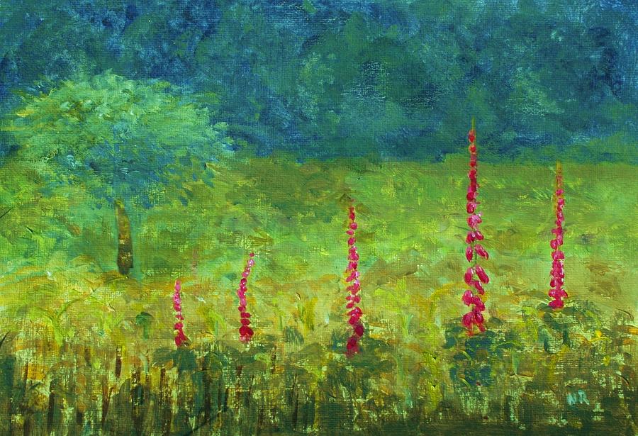 Foxgloves among ferns Painting by Nigel Radcliffe