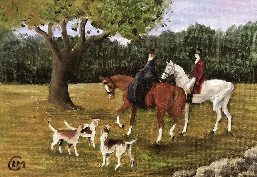 Foxhunting Couple Painting by Lisa Curry Mair