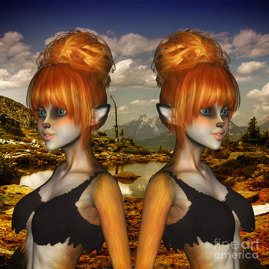 Foxy Sisters 2 Digital Art by Diane K Smith