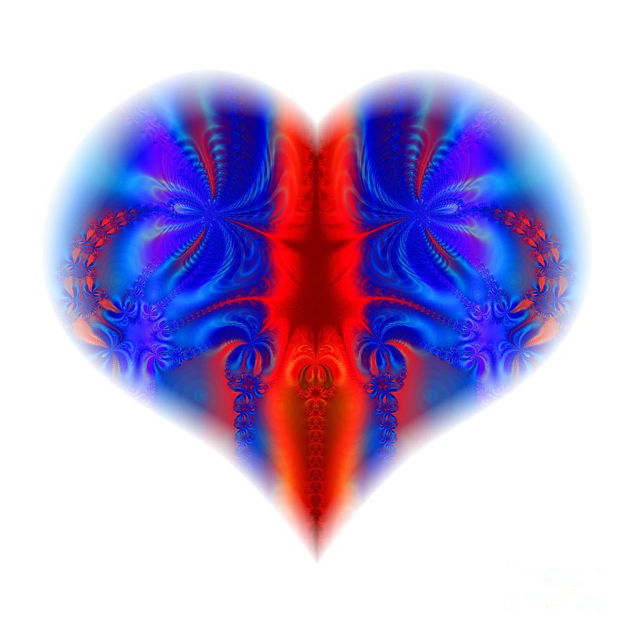 Fractal Abstract Heart Broken and Blue A Dagger Through The Heart Digital Art by Rose Santuci-Sofranko