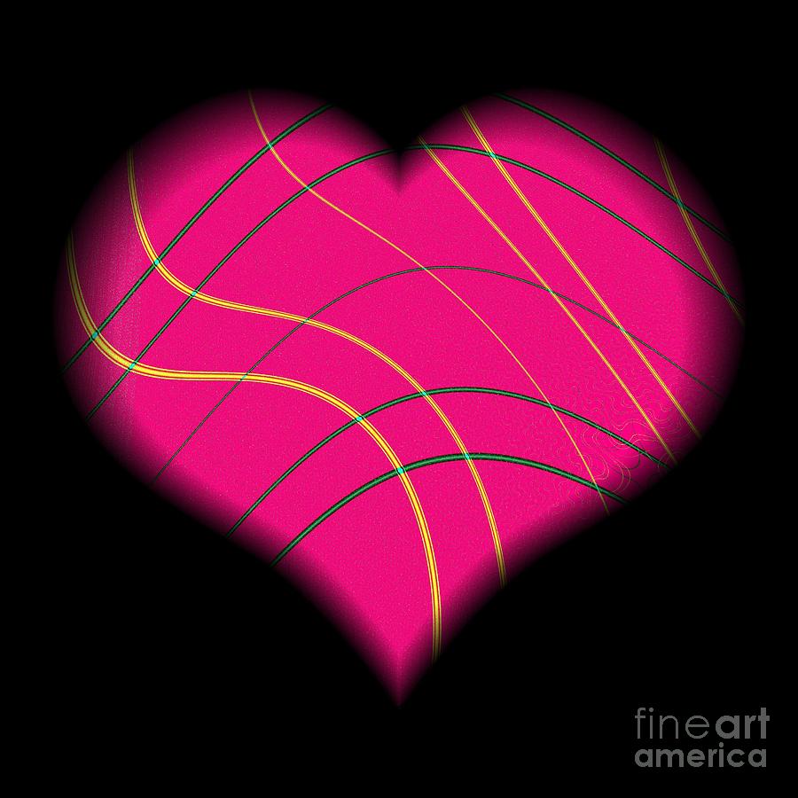 Fractal Abstract Heart on a String Love and Romance Digital Art by Rose Santuci-Sofranko
