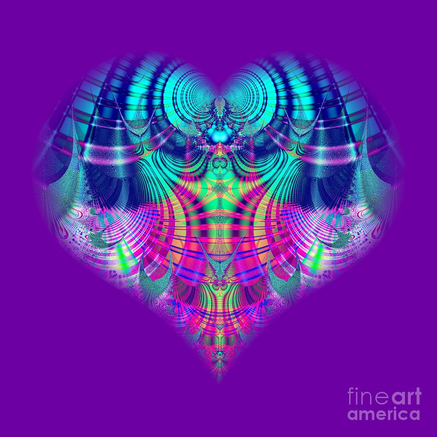 Fractal Abstract Multicolored Plaid Heart Digital Art by Rose Santuci-Sofranko