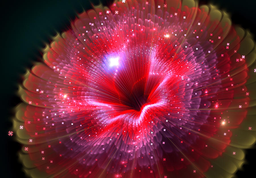 Fractal beauty flower red Digital Art by Lilia S