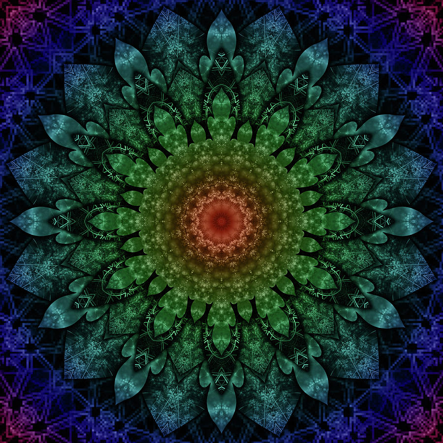 Pattern Mixed Media - Fractal Mandala 10 by Delyth Angharad