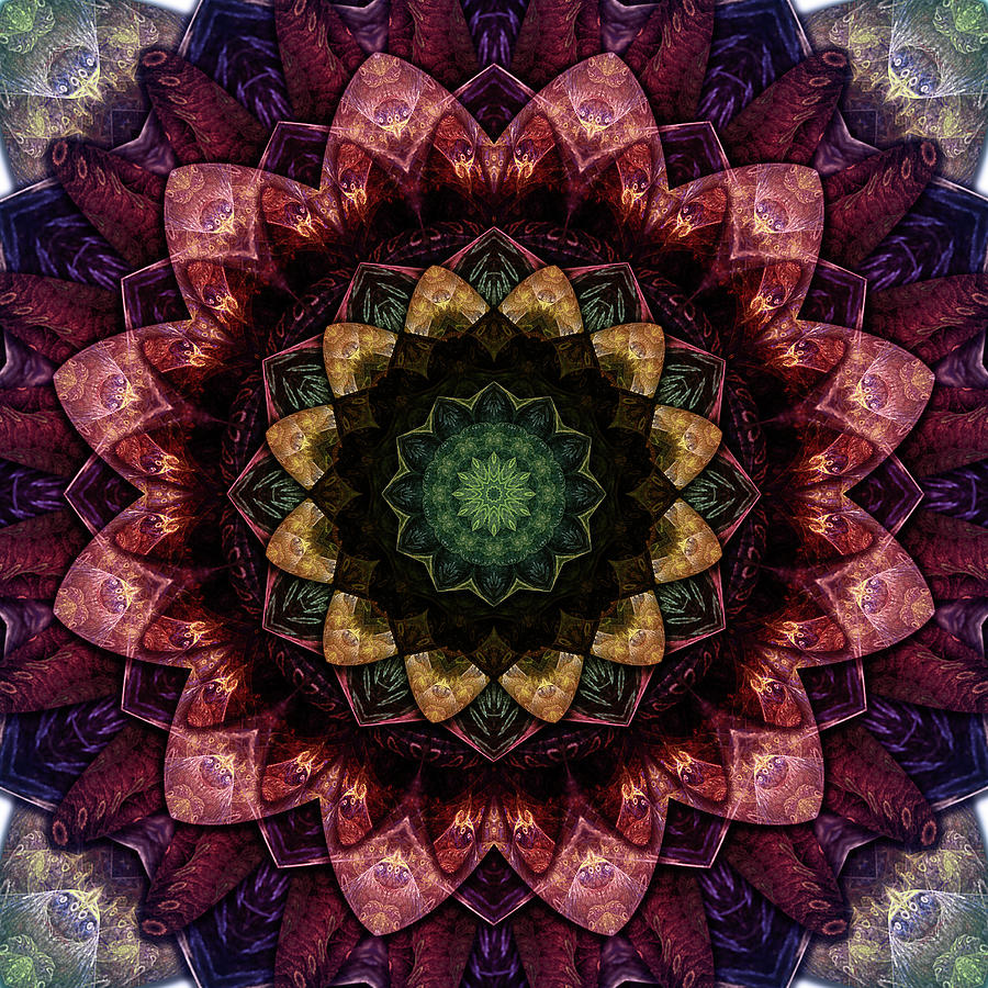 Pattern Mixed Media - Fractal Mandala 2 by Delyth Angharad