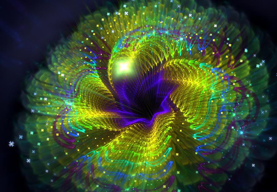 Fractal Neon Flower 12 Digital Art by Lilia S