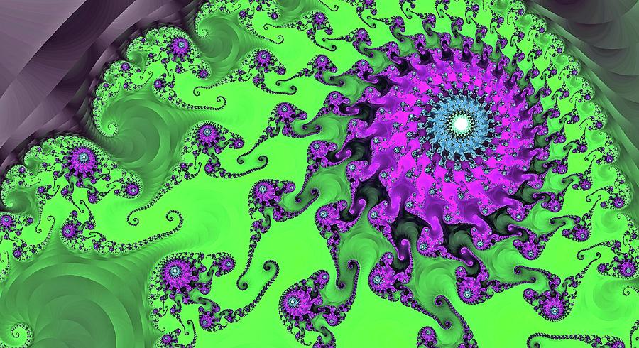 Fractal Octopus Spiral Green Digital Art by Don Northup