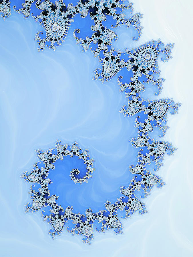Fractal Spiral blue and white winter tones Digital Art by Matthias Hauser