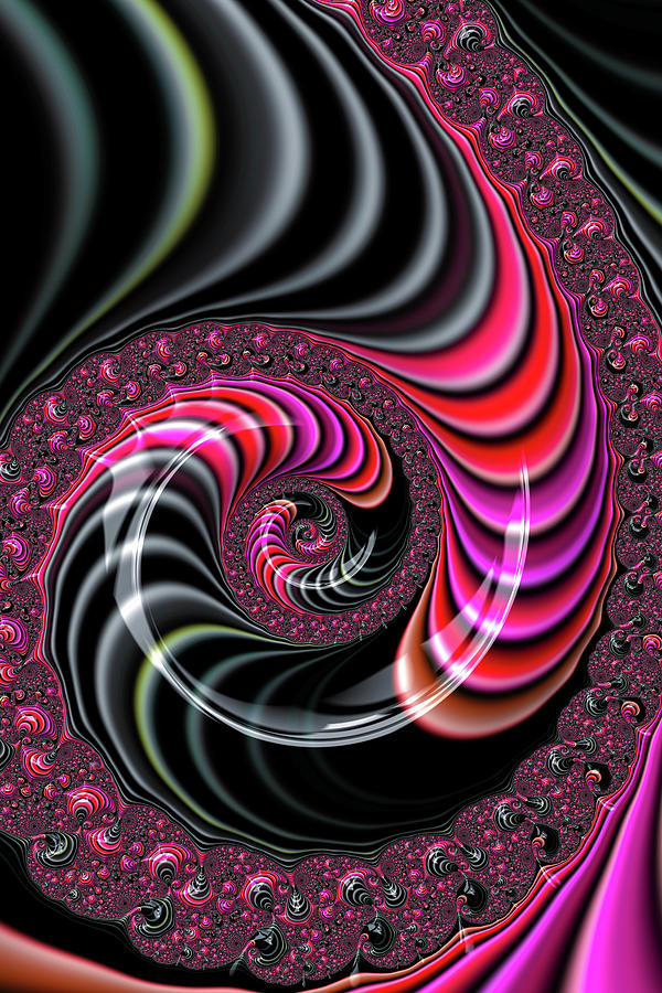 Abstract Photograph - Fractal Spiral red pink violet and black by Matthias Hauser