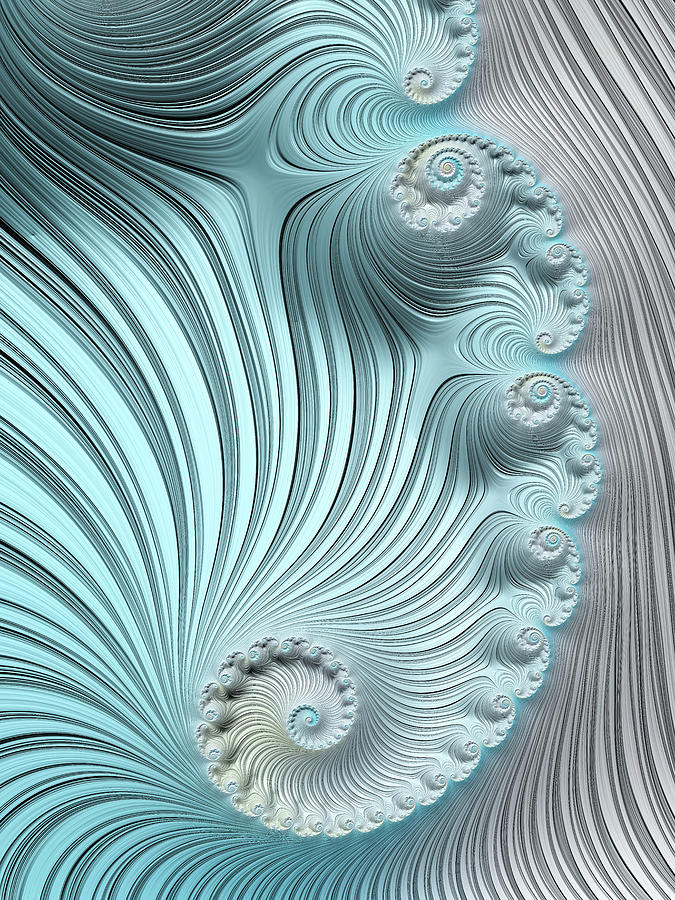 Fractal Spiral Sky Blue And White Tones Digital Art