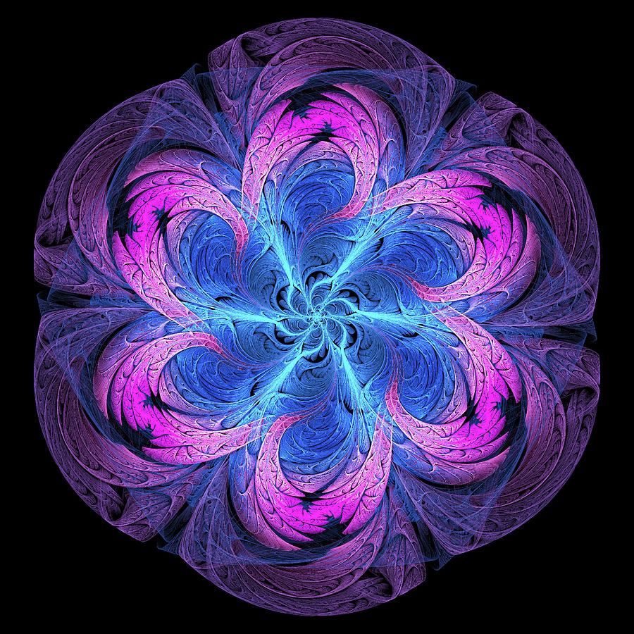 Fractal wormhole in Outer Space blue purple pink Digital Art by Matthias Hauser