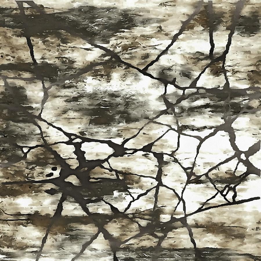 Fractured Gray Marble Painting