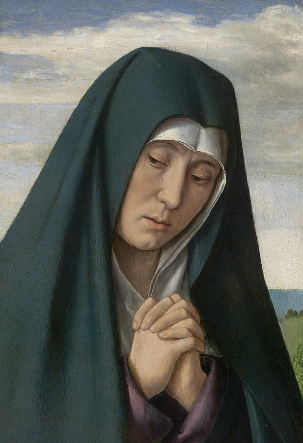 Fragment from Christ Carrying the Cross - Mourning Virgin Painting by Jean Hey