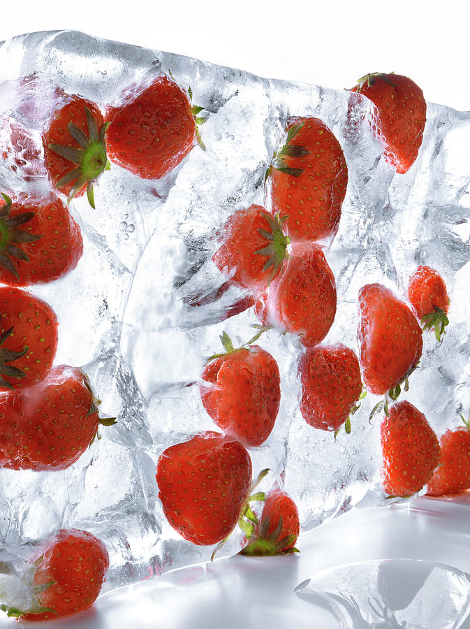 Ice Cream Photograph - Fraise Dans La Glace Strawberries In Ice by Studio - Photocuisine