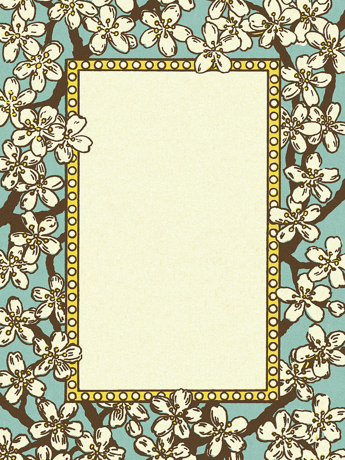 Spring Drawing - Frame of Blossoms by CSA Images