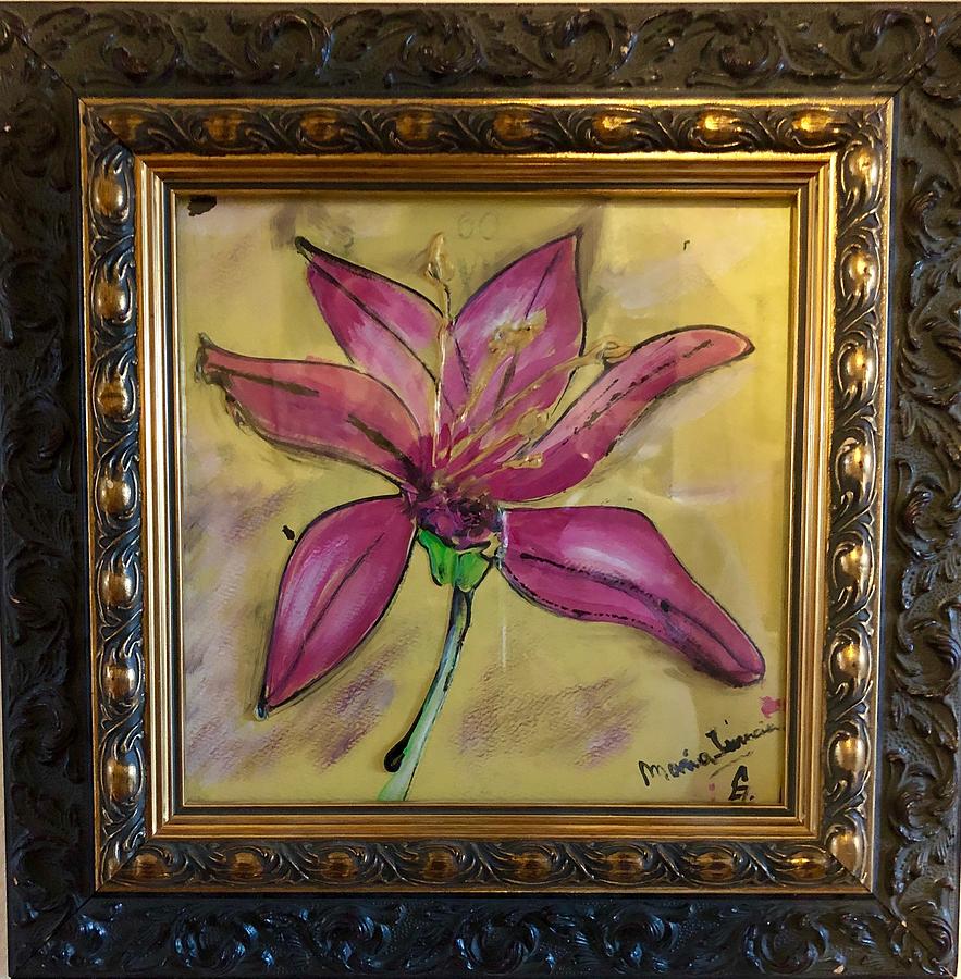 Framed flower Painting by Maria Iurescia