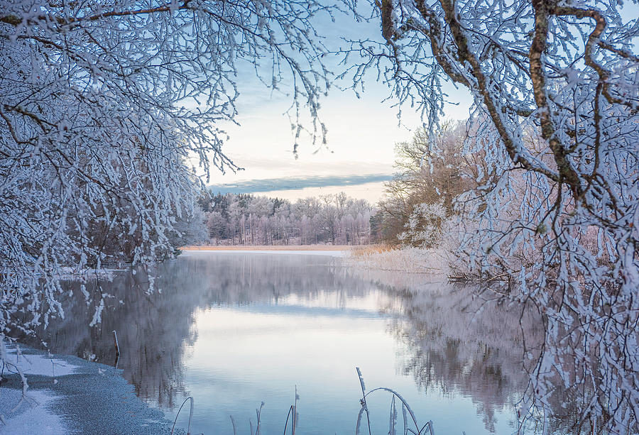 Framed Winter Lake Photograph by Christian Lindsten