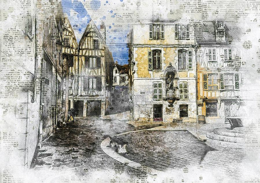 Architecture Digital Art - France, Bourgogne, Auxerre by ArtMarketJapan