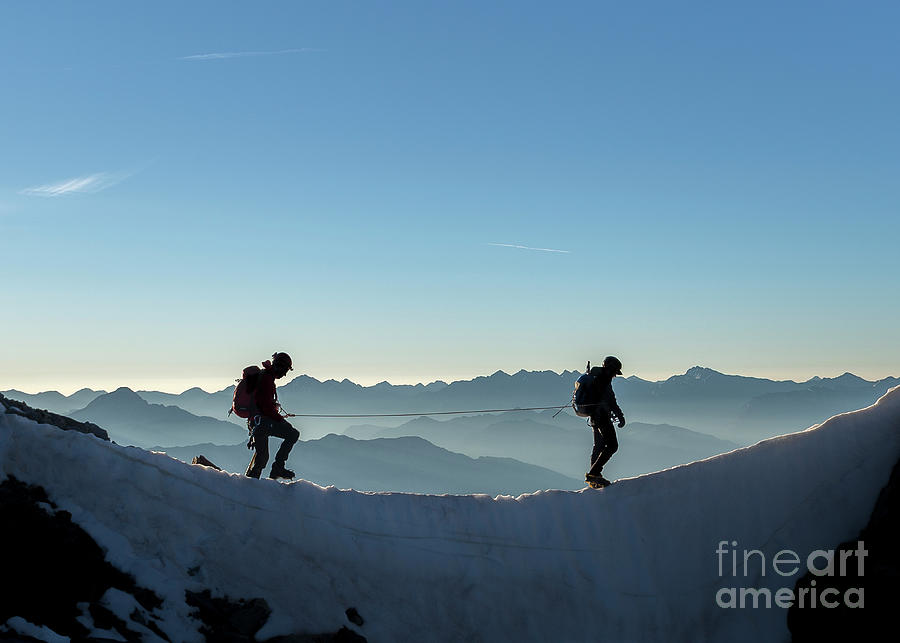 France, Ecrins Alps, Two Mountaineers Photograph by Westend61