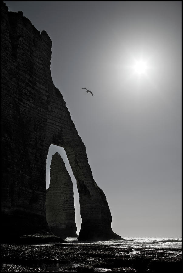 France, Normandy, Etretat, English Channel, Haute-normandie, Seine-maritime, Porte Daval Natural Arch And The Rock Known As The Aiguille Detretat Digital Art by Massimo Ripani