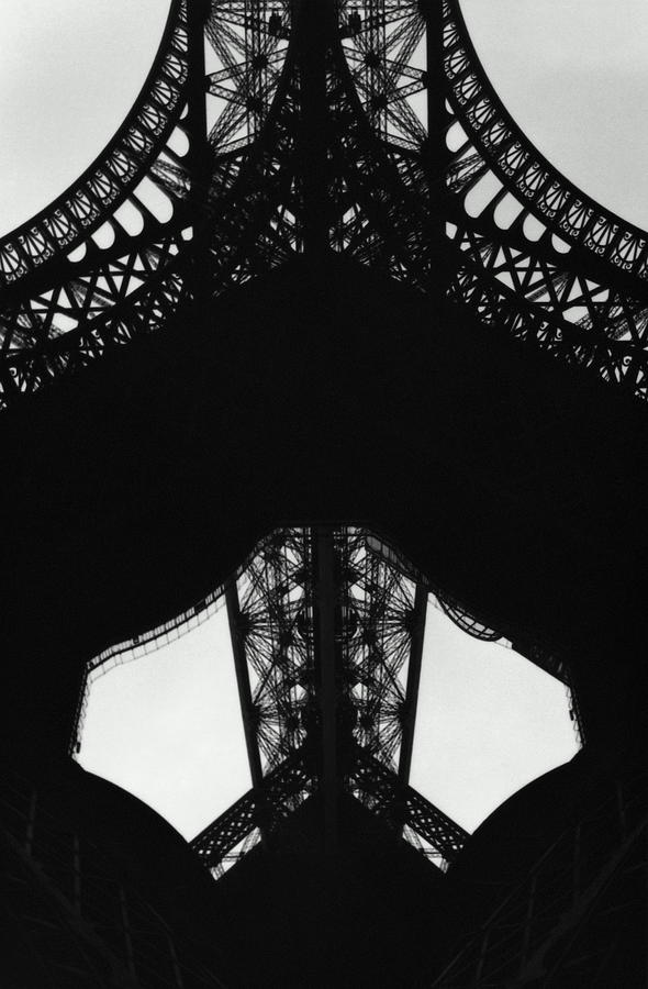 France, Paris, Eiffel Tower, Detail B&w Photograph by Terry Vine