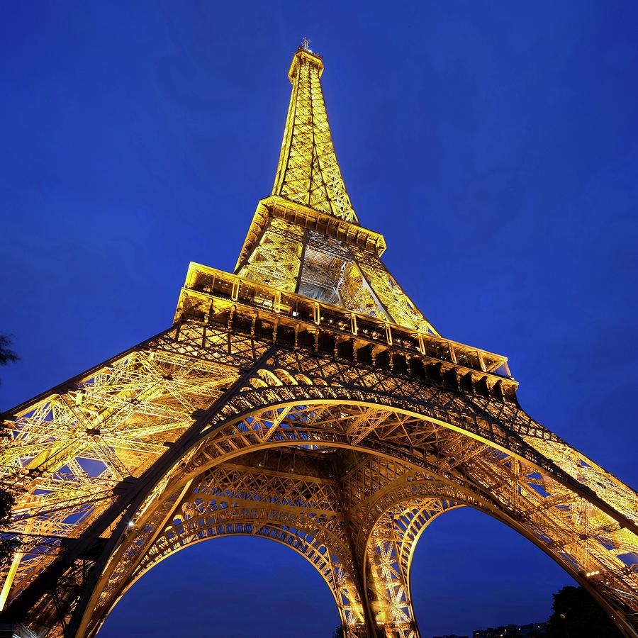 France, Paris, Eiffel Tower, Invalides, Eiffel Tower, Looking Upwards ...