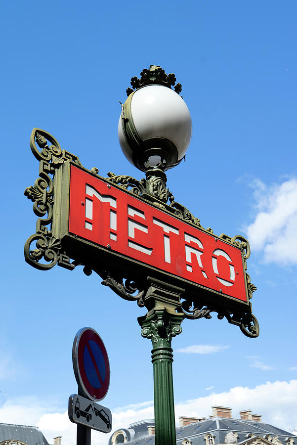France, Paris, Metro Train Post Digital Art by Joanne Montenegro