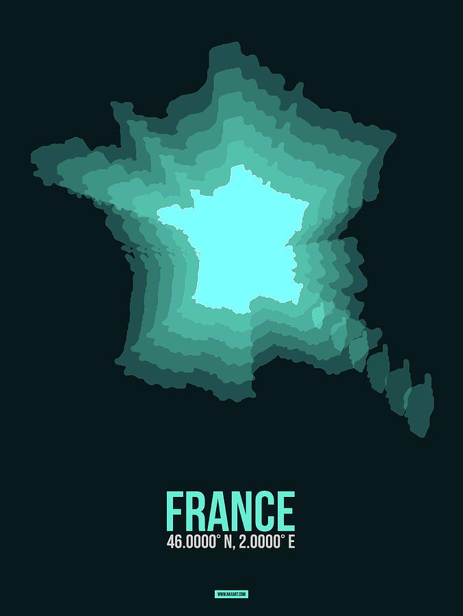 Paris Digital Art - France Radiant Map II by Naxart Studio