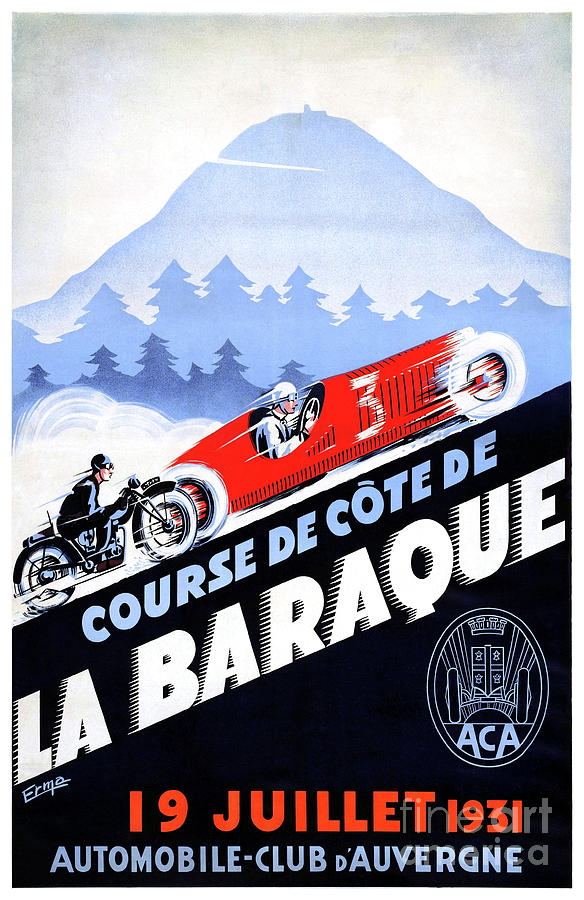 France Vintage Racing Poste Restored 1931 Drawing