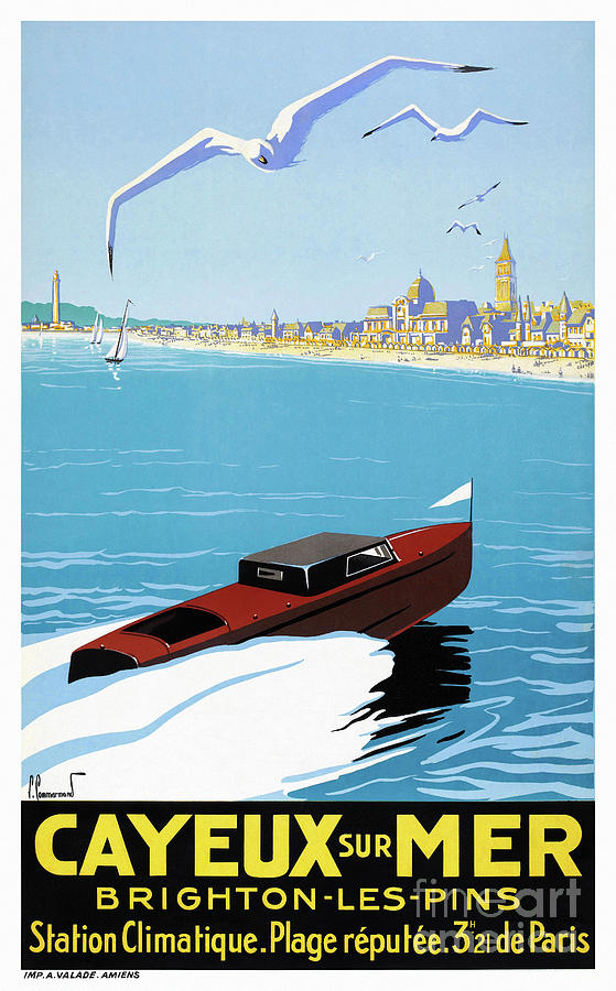 France Vintage Travel Poster Cayeux Sur Mer Restored Drawing