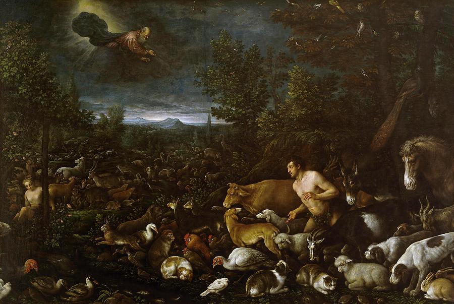 Francesco Bassano, Jacopo Bassano / Adam Reproached, ca. 1570, Italian School, Oil on canvas. Painting by Francesco Bassano the Younger -1549-1592- Jacopo Bassano -c 1510-1592- Francesco Bassano, Jacopo Bassano / Adam Reproached, ca. 1570, Italian School, Oil on canvas. Painting by Francesco Bassano the Younger -1549-1592- Jacopo Bassano -c 1510-1592-