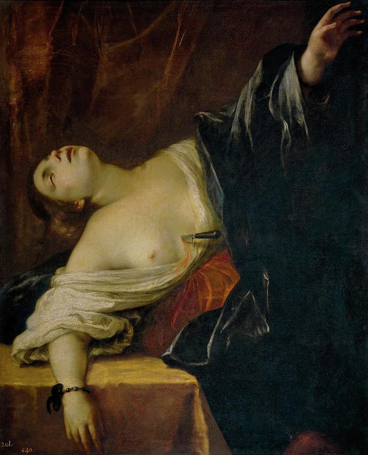 Francesco del Cairo / The Death of Lucretia, Middle 17th century, Italian School. LUCRECIA. Painting by Francesco Cairo -1607-1665-