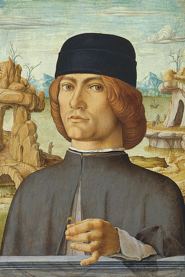 Francesco del Cossa -Ferrara, ca. 1435-Bologna, 1476/77-. Portrait of a Man with a Ring -ca. 1472... Painting by Francesco del Cossa -c 1435-c 1478-