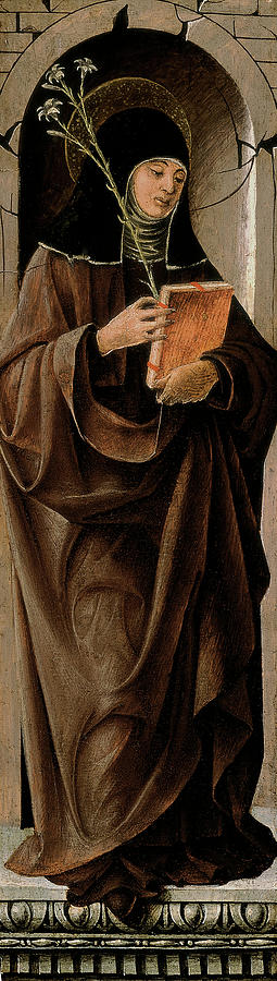 Francesco del Cossa -Ferrara, ca. 1435-Bologna, 1476/77-. Saint Claire -ca. 1470 - 1472-. Tempera... Painting by Francesco del Cossa -c 1435-c 1478-