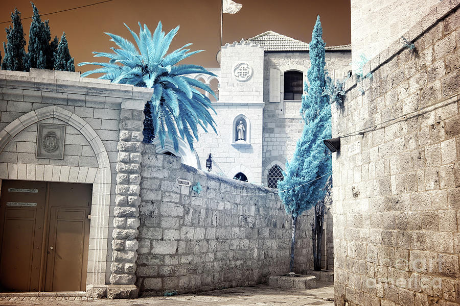 Franciscan Monastery on Mount Zion in Jerusalem Infrared Photograph by John Rizzuto
