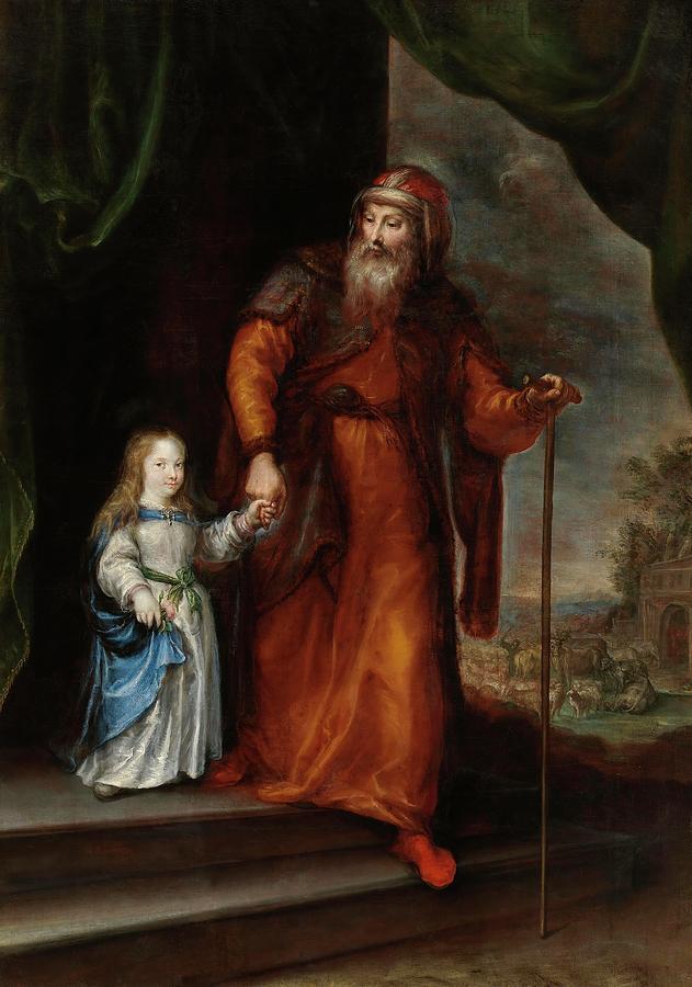 Francisco Camilo / San Joaquin conduciendo a la Virgen nina de la mano, Middle 17th century. Painting by Francisco Camilo -1615-1673-
