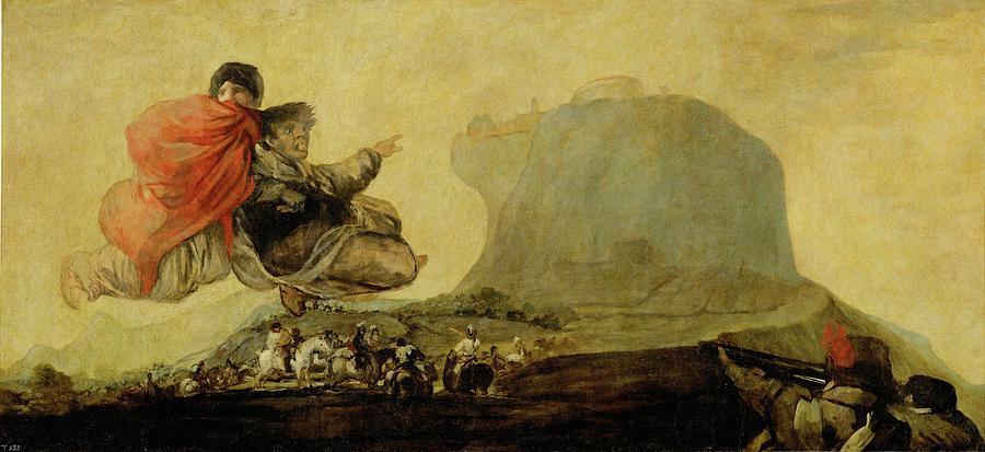 Francisco de Goya / Fantastic Vision -Asmodeus-, 1820-1823, Oil on wall, 127 x 263 cm, P00756. Painting by Francisco de Goya -1746-1828-