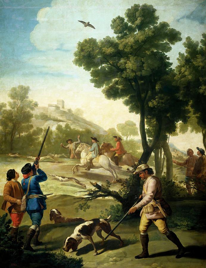 Francisco de Goya y Lucientes / A Hunting Party, 1775, Spanish School, Oil on canvas. Painting by Francisco de Goya -1746-1828-