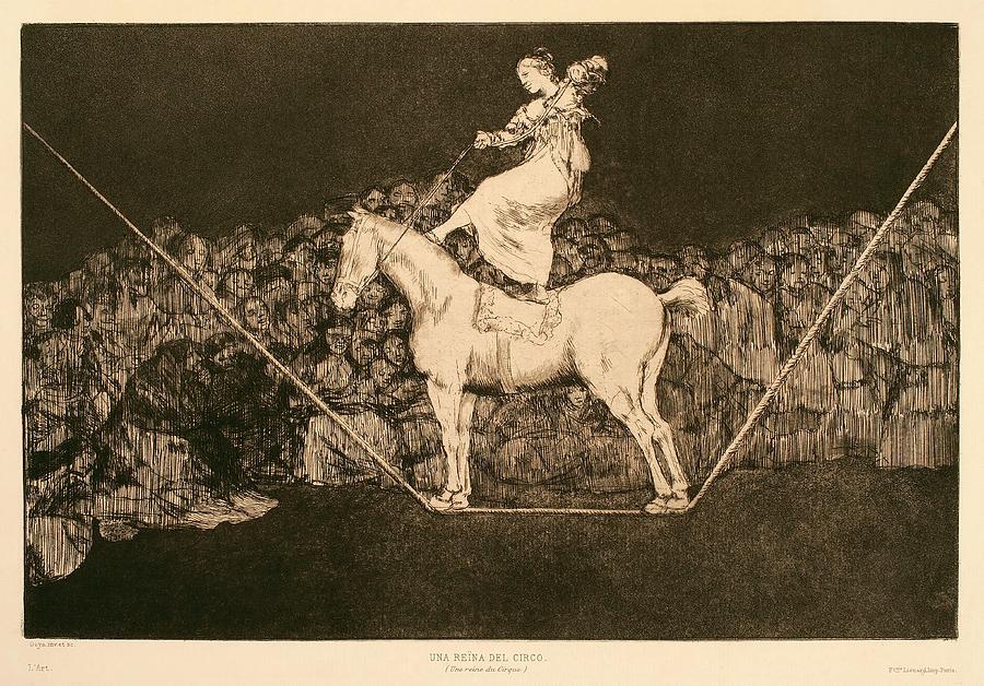 Francisco de Goya y Lucientes / Disparate puntual. Una reina del circo, 1815-1819, Spanish School. Drawing by Francisco de Goya -1746-1828-